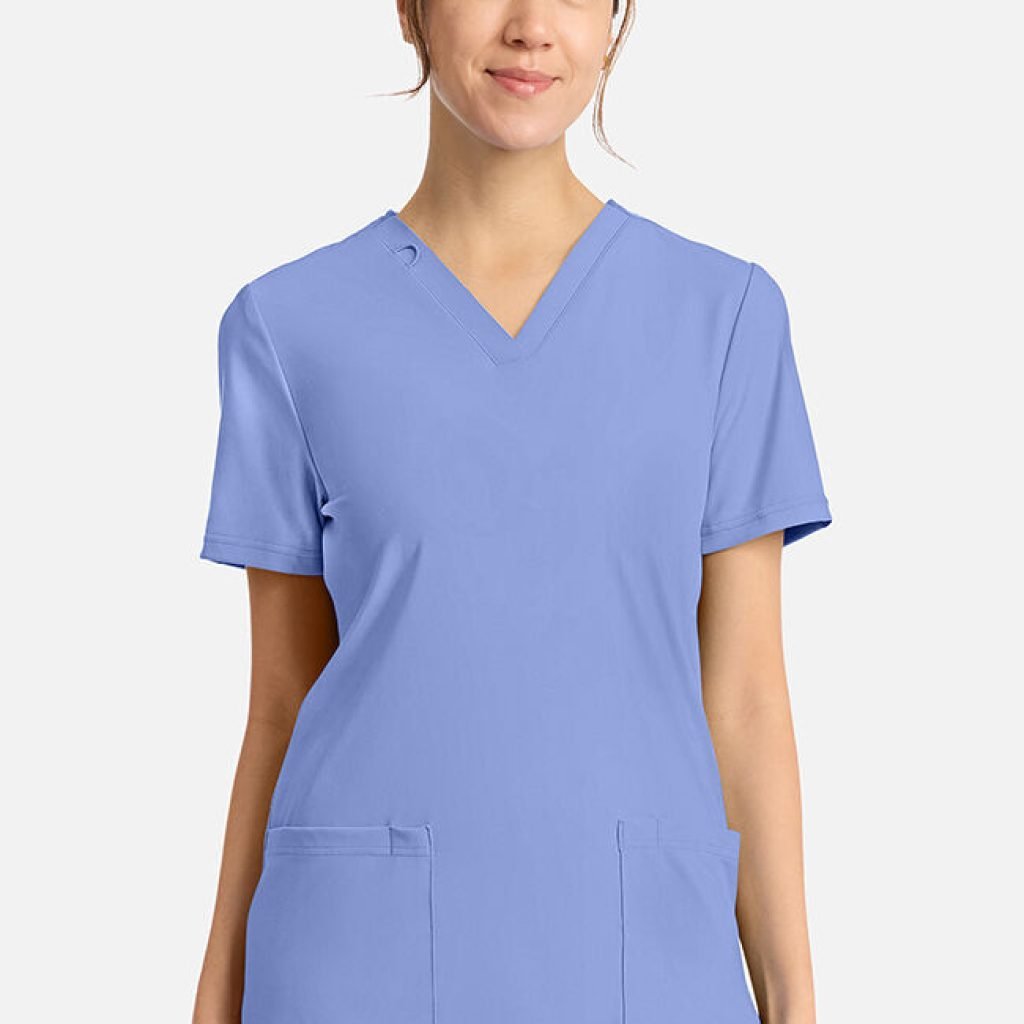 Scrubs damas azul celeste es todo menos básica, suave y duradero, ofrece elasticidad transpirable con un tacto suave y cepillado por dentro y por fuera.